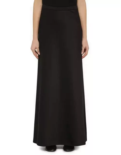 Black cotton-blend long skirt
