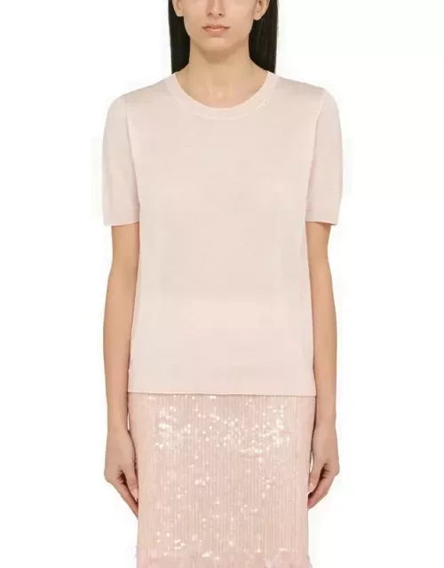 Peach wool and cashmere short-sleeved top