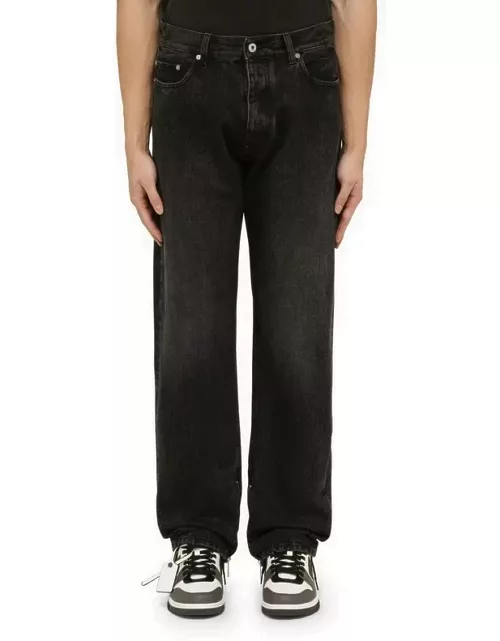 Black jeans with logo patch