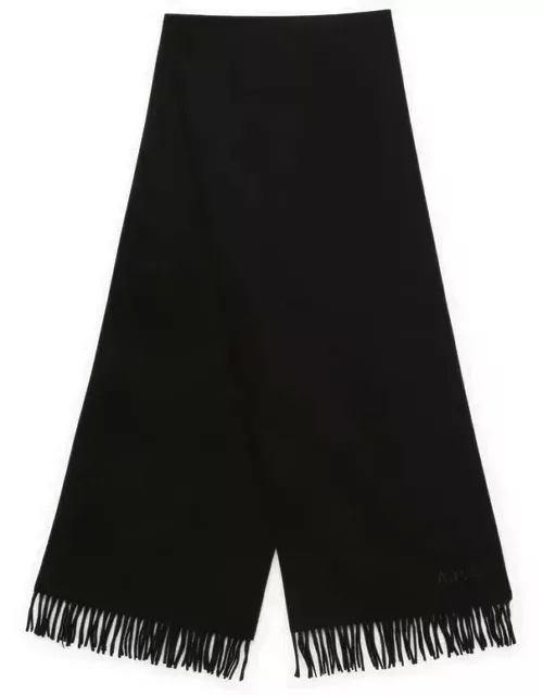 Alix Brodée black virgin wool scarf