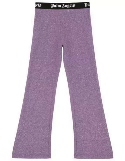 Lilac lurex trousers with logo