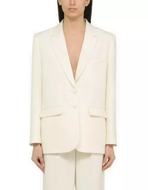 Ivory single-breasted jacket in wool and silk
