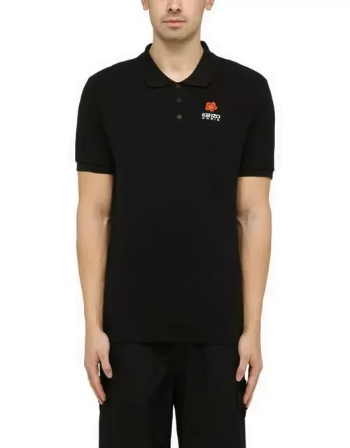 Black short-sleeved polo shirt with logo