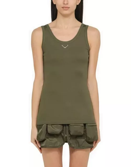 Mimetic green cotton camisole top
