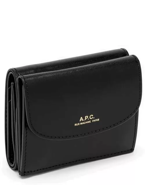 Genève black leather trifold wallet