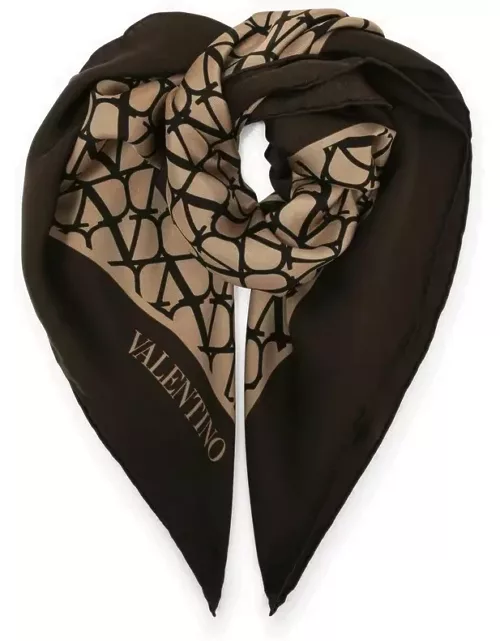 Beige VLogo Signature silk scarf