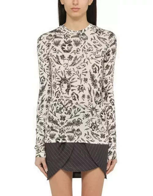 Long-sleeved top with tattoo print