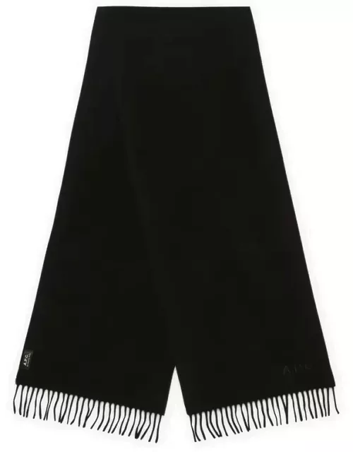 Ambroise Brodée black virgin wool scarf