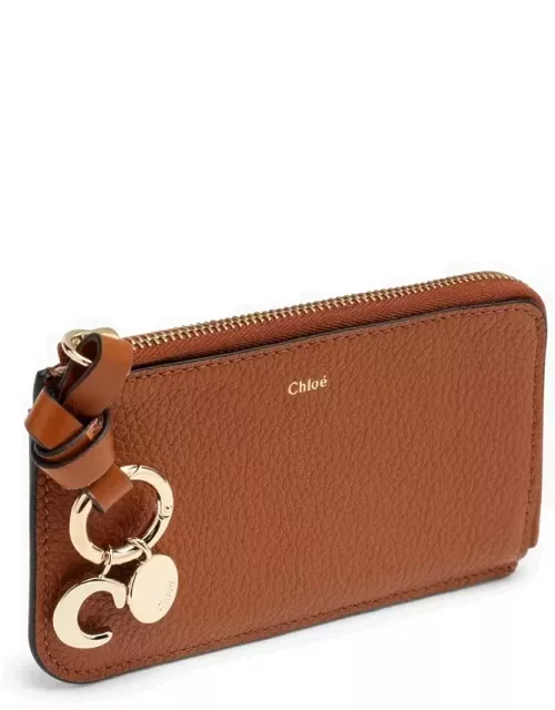 Brown leather zipped card case