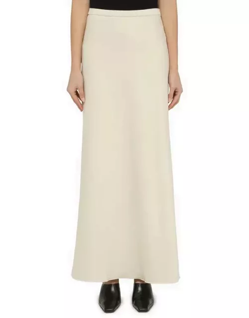 White cotton-blend long skirt