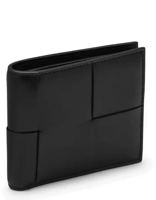 Black intrecciato bi-fold wallet