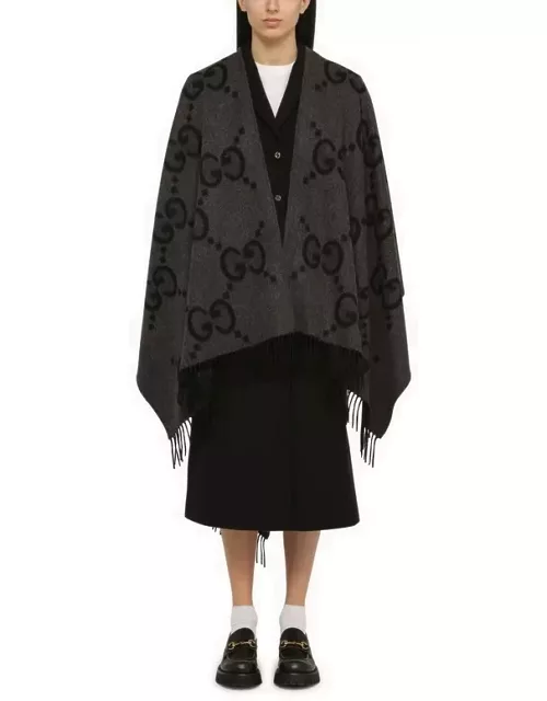 Grey/black reversible Jumbo cashmere cape