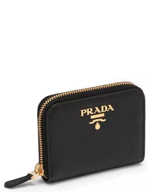 Black small wallet in Saffiano