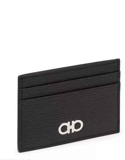Black leather card holder with Gancini logo