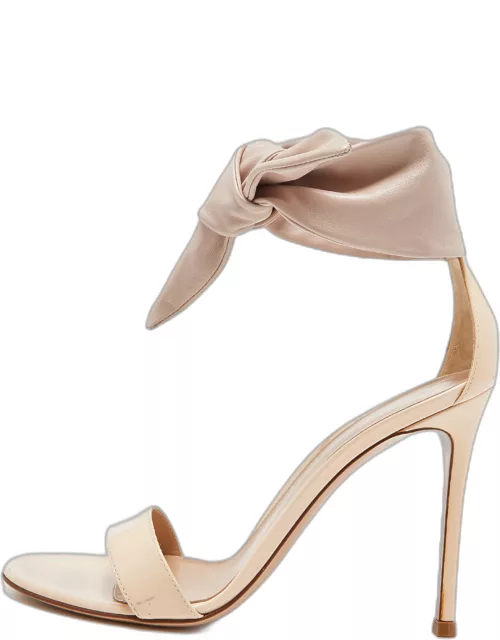 Gianvito Rossi Beige Patent Leather Ankle Cuff Sandal