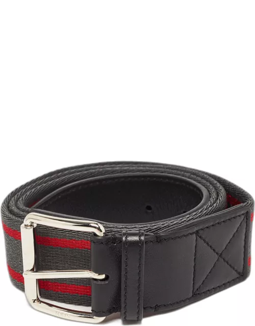 Tod's Dark Grey/Red Fabric and Leather Belt 105C