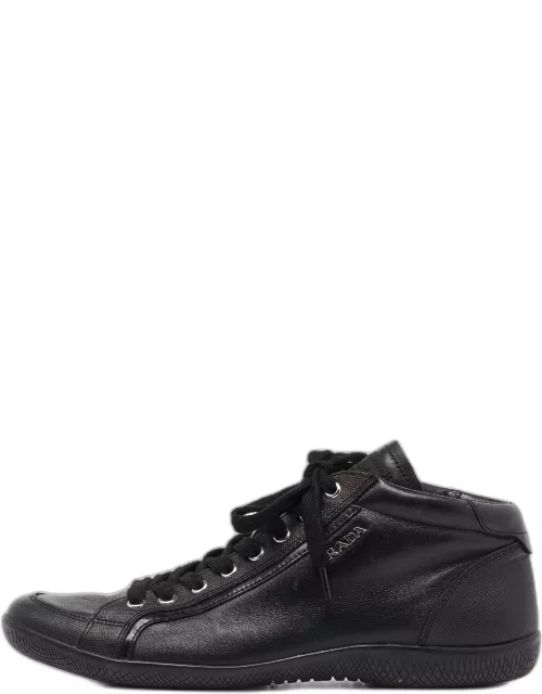 Prada Sports Black Leather High Top Sneaker