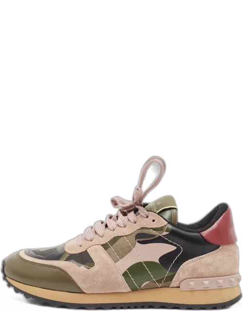 Valentino Multicolor Leather and Suede Rockrunner Sneaker