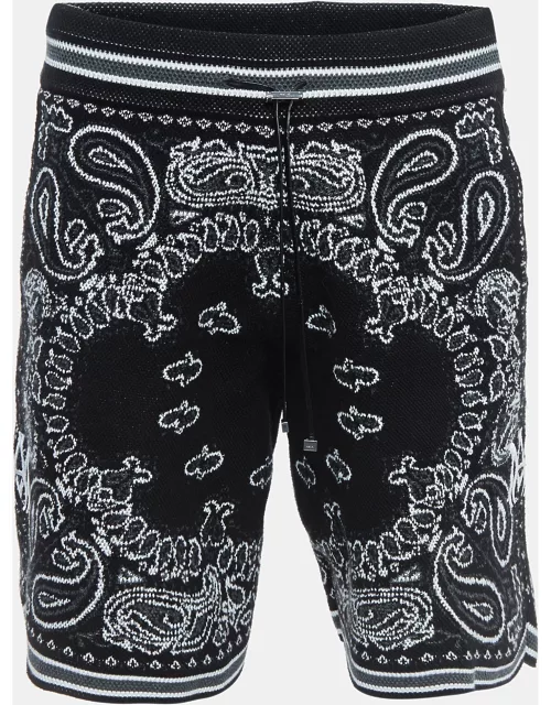 Amiri Black Bandana Print Knit Shorts