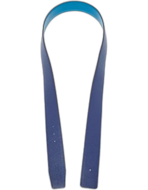 Hermes Blue Saphir/Izmir Epsom and Tadelakt Leather Reversible Belt Strap