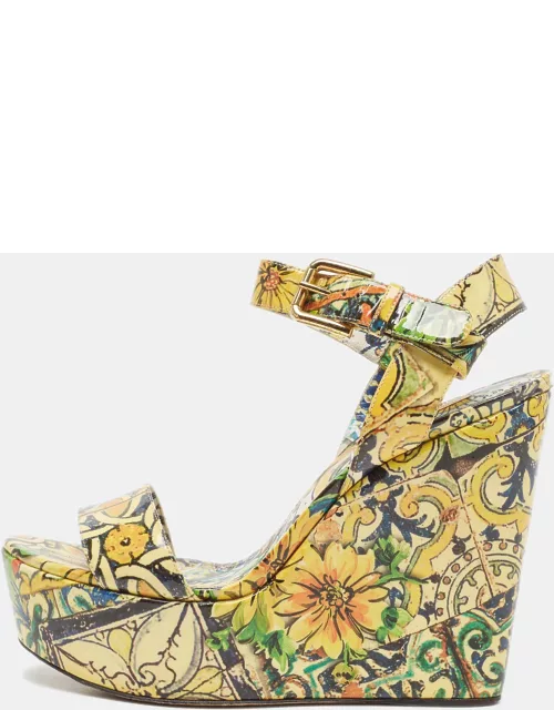 Dolce & Gabbana Multicolor Patent Wedge Platform Ankle Strap Sandal