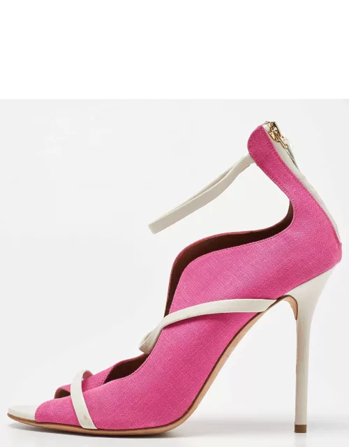 Malone Souliers Pink Canvas and Leather Mika Sandal