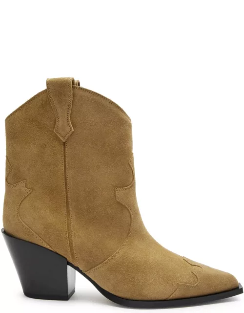 Aeyde Albi 75 Suede Cowboy Boots - Camel - 38 (IT38/ UK5)