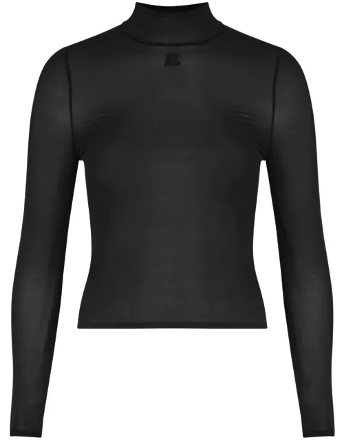 Courrèges Sheer Stretch-jersey top - Black - L (UK14 / L)