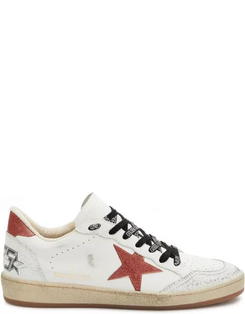 Golden Goose Ball Star Distressed Leather Sneakers - White And Pink - 38 (IT38 / UK5), Golden Goose Trainers, Ripped - 38 (IT38 / UK5)
