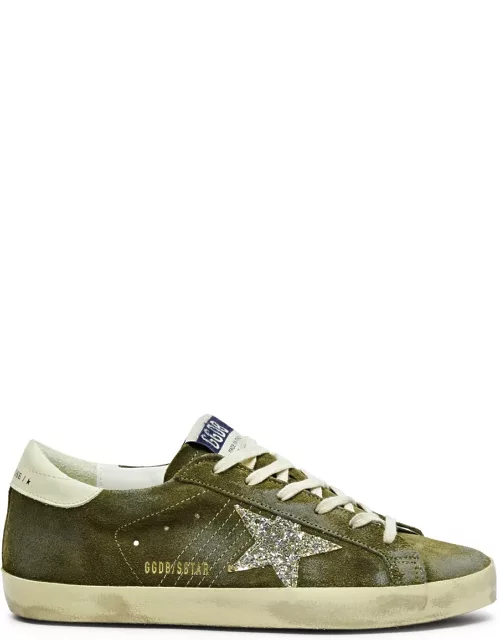 Golden Goose Super-Star Distressed Suede Sneakers - Khaki - 37 (IT37 / UK4), Golden Goose Trainers, Leather - 37 (IT37 / UK4)