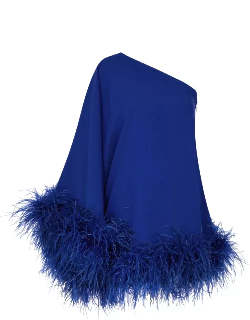 Taller Marmo Piccolo Ubud One-shoulder Feather-trimmed Mini Dress - Blue - 40 (UK8 / S)