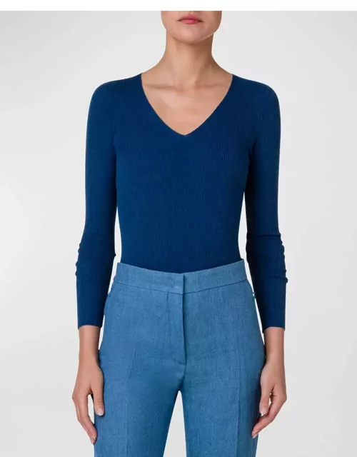 Seamless Ribbed Knit Pullover