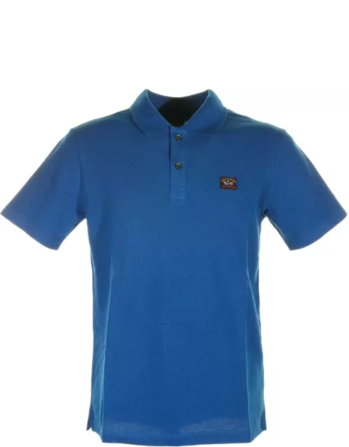 Paul & Shark Blue Short-sleeved Polo Shirt With Logo