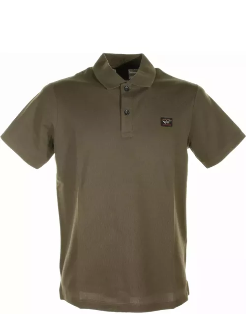 Paul & Shark Military Green Short-sleeved Polo Shirt With Logo