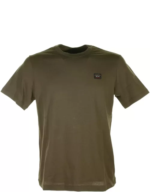 Paul & Shark Military Green T-shirt With Logo