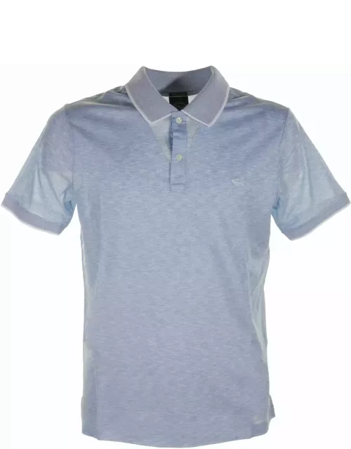 Paul & Shark Light Blue Short-sleeved Polo Shirt In Cotton