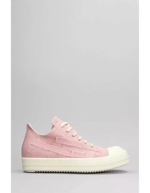 DRKSHDW Slashed Low Sneakers In Rose-pink Cotton