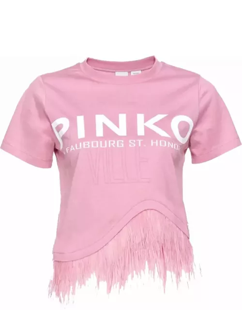 Pinko Cities Logo Printed Asymmetric T-shirt