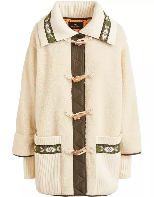 Woman White Coat With Frogs Etro