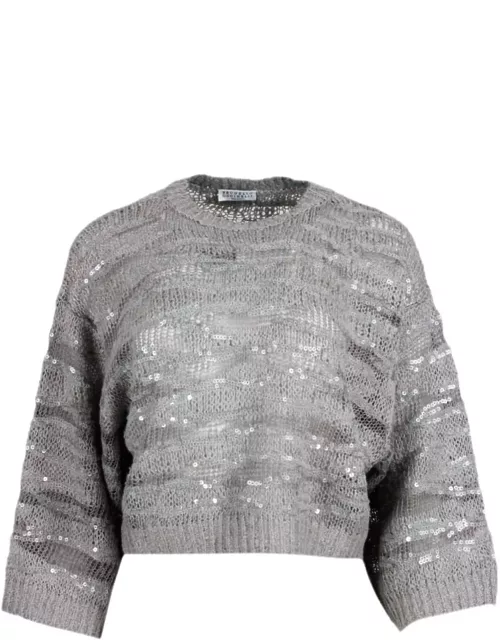 Brunello Cucinelli Animal Print Sweater In Silk, Linen And Hemp.