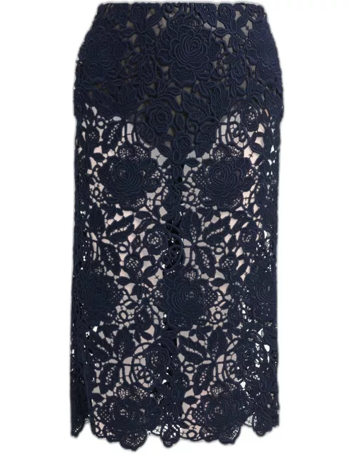 Floral Lace Sheer Pencil Skirt