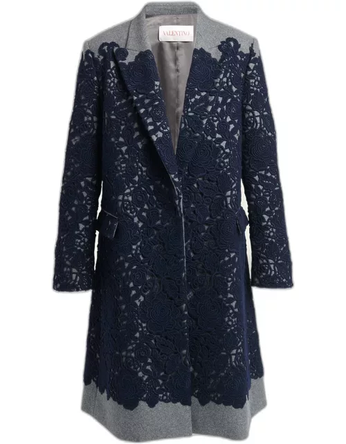 Floral Lace Applique Overcoat