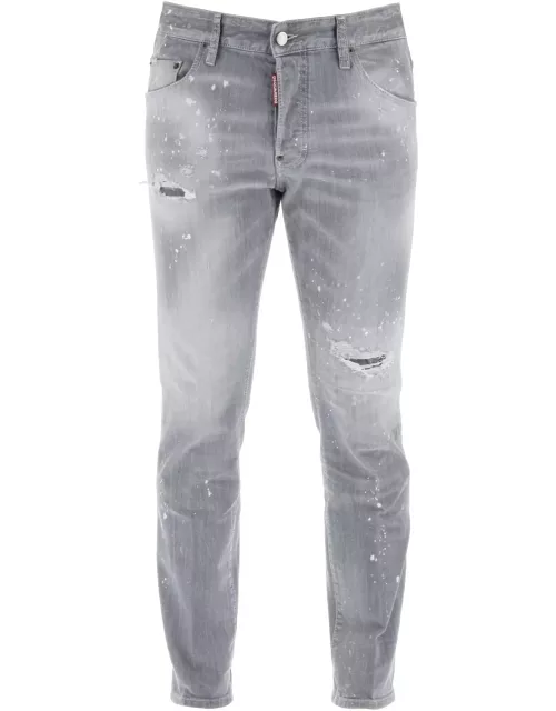 DSQUARED2 skater jeans in grey spotted wash