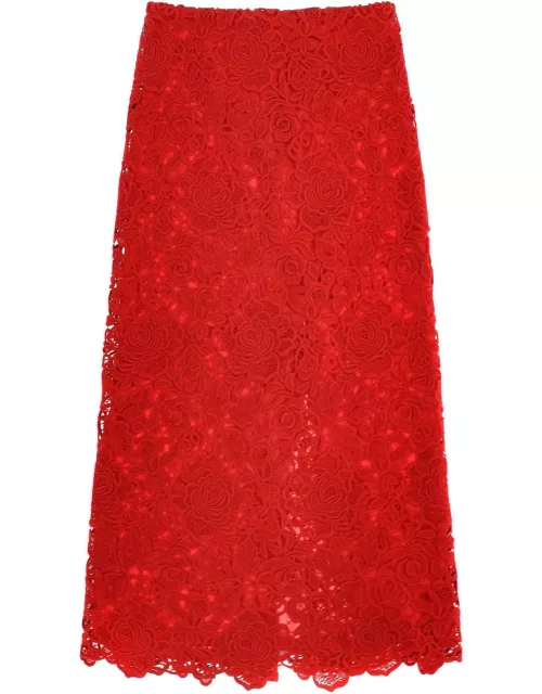 VALENTINO GARAVANI floral guipure lace pencil skirt