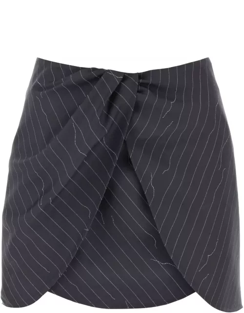 OFF-WHITE Twist mini skirt with pinstriped motif