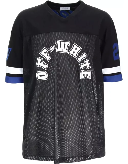 OFF-WHITE football t-shirt with patche