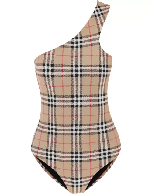 BURBERRY Check one-shoulder one-piece swimsuit
