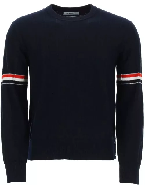 THOM BROWNE crew-neck sweater with tricolor intarsia