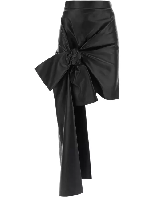 ALEXANDER MCQUEEN leather skirt with knotted detai