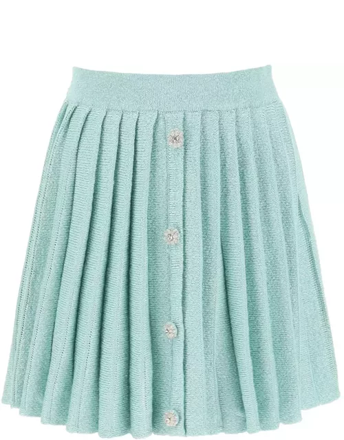 SELF PORTRAIT mini skirt in sequin knit with diamanté button